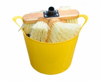 Bucket of 11in Super Soft Cream PVC Bristle Brush Heads With Sockets